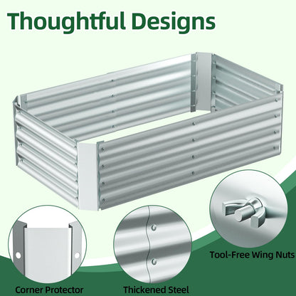 Ohuhu Raised Garden Bed with Cover Outdoor, 4x2x1 FT Galvanized Metal Planter Box with PVC Greenhouse Cover, Protects Plants from Frost Birds Insects, 3-in-1 Gardening Set for Vegetable Flower Herb