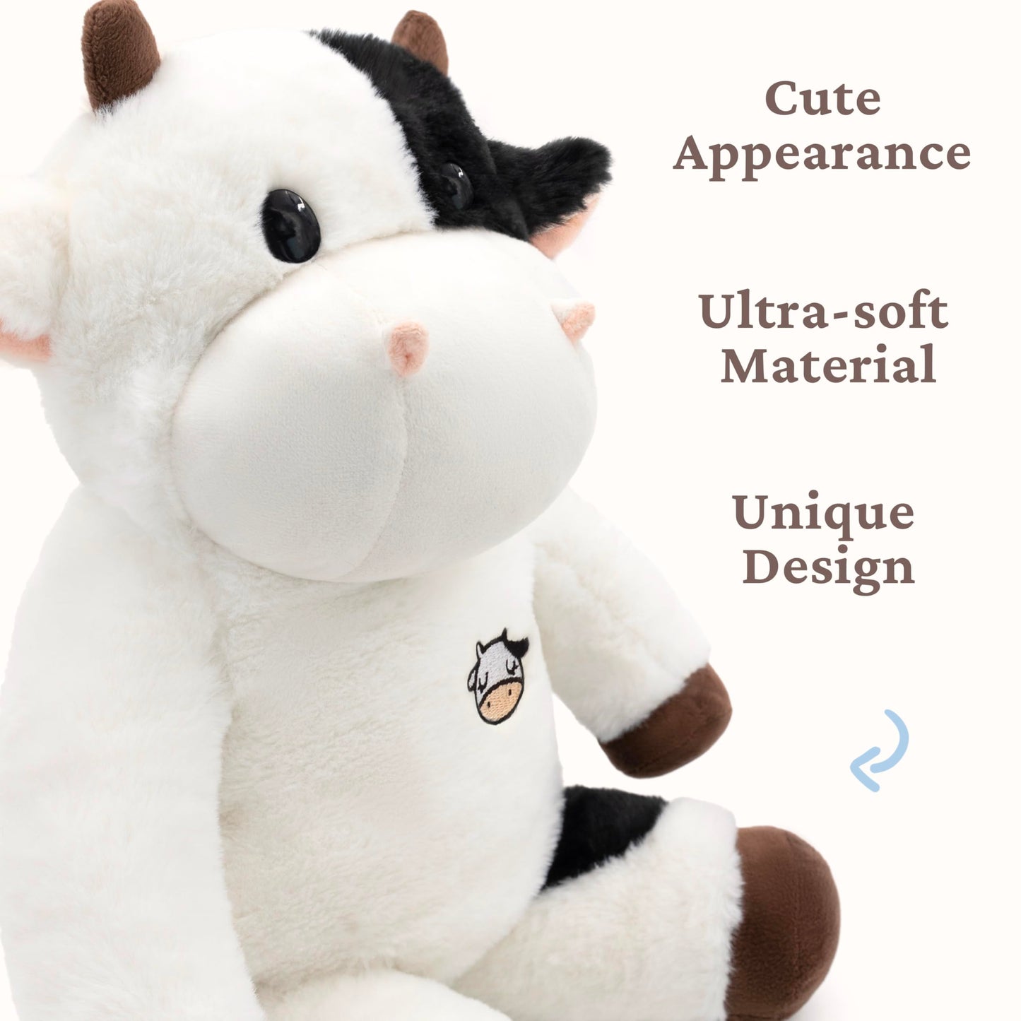 IKASA Big Cow Stuffed Animal Plush Toy,18" Large Soft Plushy Fluffy Toys, for Kids Girls Boys