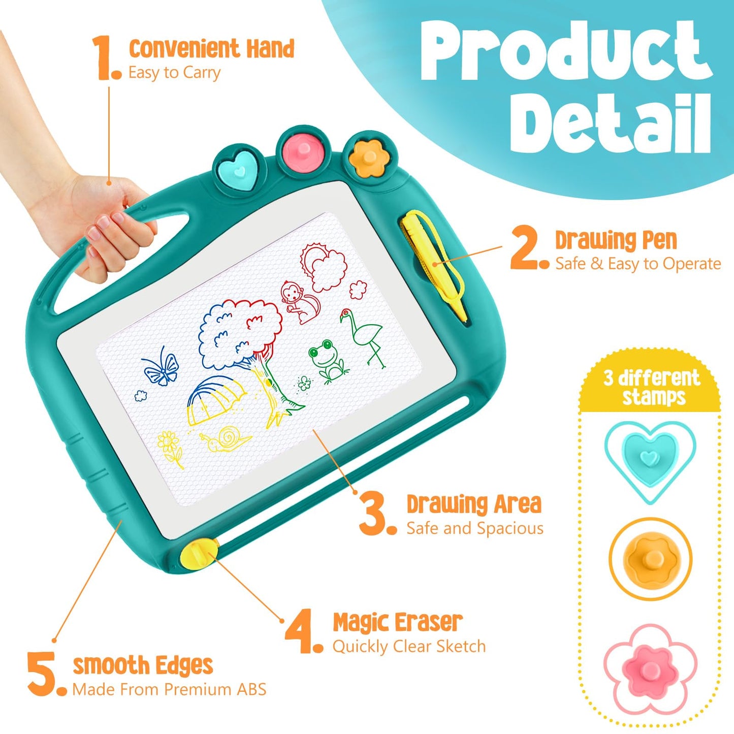 Daisiki Magnetic Drawing Board, Toddler Toys for Age 1 2 3 Boys Girls, Toddler Drawing Board, Birthday Easter Christmas Halloween Kids Toy Gifts for Boys and Girls
