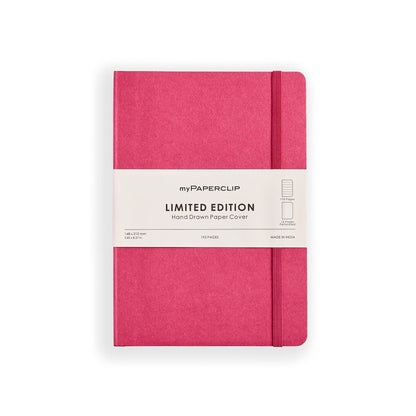 myPAPERCLIP Limited Edition A5 Ruled Notebook | 192 Pages, 100 GSM, Soft Cover, A5 (5.83 × 8.27 in) | Flat Lay | Bookmark & Elastic Closure | Raspberry