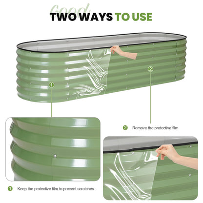 G GOOD GAIN Raised Garden Beds - 6x2x1.4ft Galvanized Planter Boxes Kit with Protective Tape & Gloves & Tools | Oval Metal Outdoor Raised Bed for Gardening Vegetables, Fruits, Flowers, Herbs, Oliver