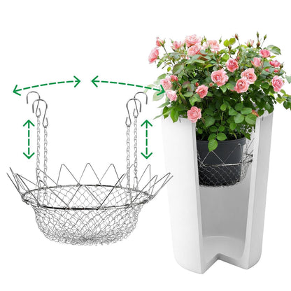 Adjustable Height Plant Risers for Pots, Rustproof Stainless Steel Riser with 4Hooks, Chain Pot Fillers for Tall Round Planters Potted Home Soil