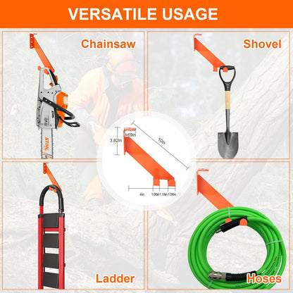 3 in 1 Chainsaw Holder 10" - Heavy Duty Chainsaw Wall Mount, 10 Gauge Steel Chain Saw Hanger for Garage Organization, Hefty Rack Storage Organizer for Chainsaw Accessories and Tools, 180lbs Capacity