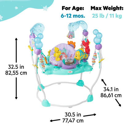 Bright Starts Disney The Little Mermaid Sea of Activities Baby Activity Jumper with Interactive Toys, Lights & Music with Disney Princess Ariel, 6-12 Months (Blue)