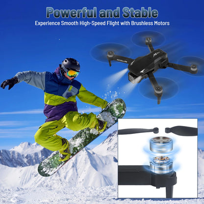 Mini Drone with Camera, 4K HD FPV Drone for Beginners,Brushless Motor, Altitude Hold, Gesture Selfie, One key Return/Emergency Stop,3D Flips, Waypoint Fly, 2 Batteries,Foldable RC Quadcopter.