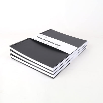 Emnotes Unruled Notebook, Unlined Blank Paper, 8.5 x 11 Inches, 80 Sheets, Black Softcover (Pack of 3)