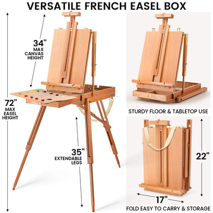 188Pcs All-in-One Art Painting Kit with French Easel, 96 Acrylic, Watercolor & Oil Paint Set, Complete Art Supplies Painting Set for Adults, Artists, Beginners