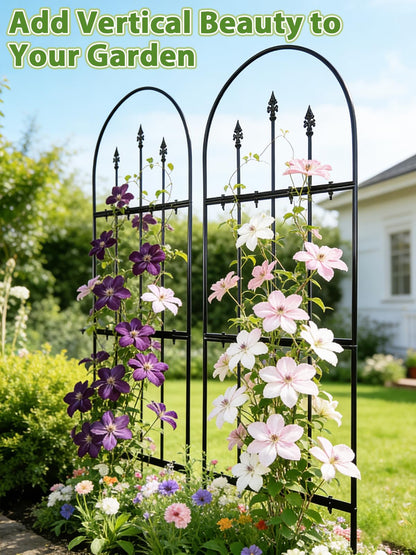 2 Pcs Garden Trellis for Climbing Plants Outdoor - 47'' H x 15.7'' W Rustproof Plant Metal Support Wire, Decorative Lattice Panels for Climbing Vine Rose Ivy Cucumbers Flowers