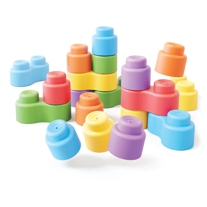 Quercetti: MOMY Soft - 24pc Blocks Set, Colorful Washable Shapes, Sorting & Stacking, Construction Toy, Safe Early Development Play, Baby-Toddler 6mo+