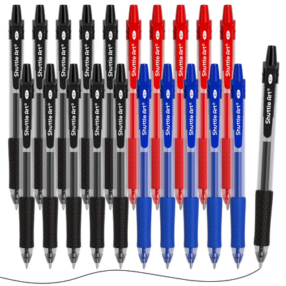 Shuttle Art Retractable Gel Pens, 20 Pack 0.7mm Medium Point Rollerball 10 Black 5 Red 5 Blue Ink Pens Smooth Writing with Comfortable Grip for Writing Journaling Taking Notes Office School Home