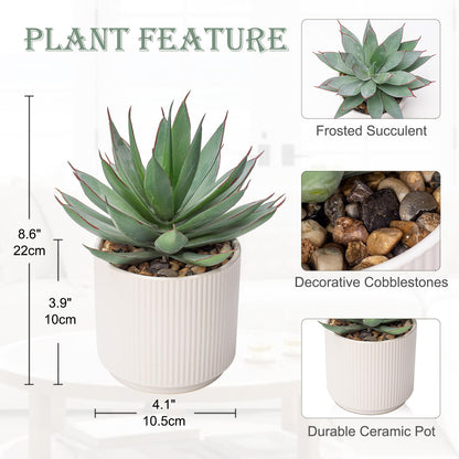 Briful Succulents Plants Artificial for Home Decor, Realistic Potted Fake Agave Plant, Cute Aloe Maguey Faux Plant, Bookshelf Tabletop Decor, Modern Farmhouse Home Bathroom Decorations