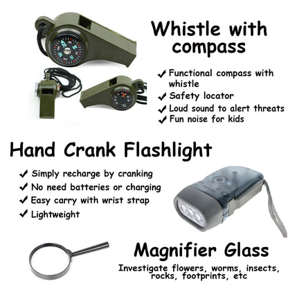 Outdoor Adventure Set for Kids - Camouflage Camping Exploration Toys with Walkie-Talkies - Backyard Explorer Gear for Boys and Girls