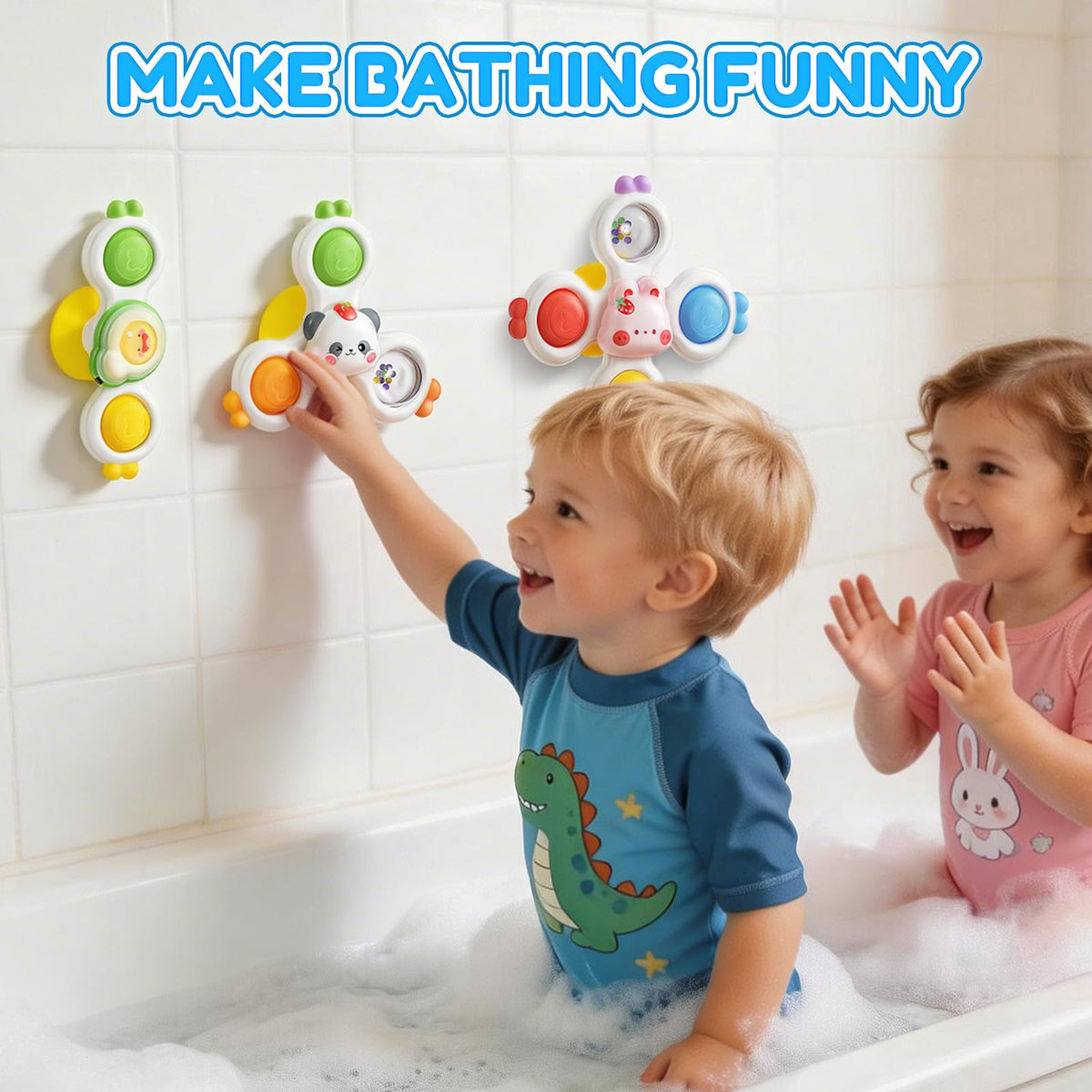 3PCS Suction Cup Spinners for Babies,Montessori Baby Bath Toys for 0-6-12 Months,Rattle Spinners for Toddlers 1-3,Sentory Toys for 1 Year Old Boys and Girls