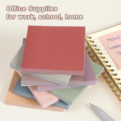 Sticky Notes 3x3 Self-Stick Notes Pads with 8 Morandi Colors, Easy to Post for Office, School, Home, 8 Pads/Pack, 80 Sheets/Pad