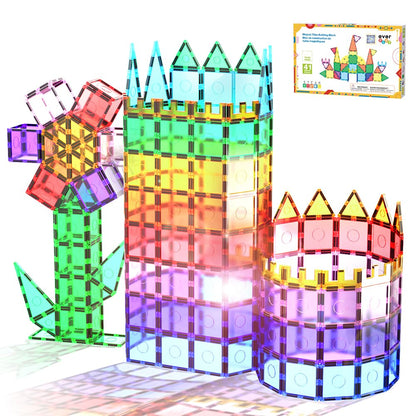 Everplay Magnetic Tiles Starter Set Building Blocks Toys STEM Educational Learning Magnet Toy Preschool Montessori Boys & Girls Smart Unlimited Creative Kit Games Gifts for Age 3+ Kids Toddlers