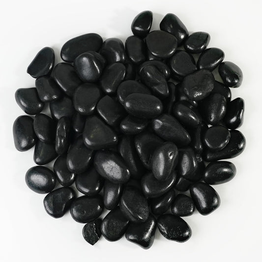 StoneCreek 12 LBS River Rocks, Large Size, Decorative Garden Stones for Plant Landscaping, Polished Gravel Filler Pebbles for Home Decoration, Vases, Succulents(Black Pebbles)