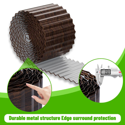 SnugNiture Corrugated Metal Garden Edging 4" x 50'-2 Pack, Sturdy Lawn Landscape Edging Border, Fence for Garden, Flower Bed and Yard (Brown)