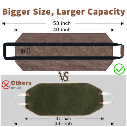 AMAGABELI GARDEN & HOME Firewood Carrier Waxed Canvas Firewood Bag Heavy Duty Large Fireplace Carrier Durable Log Tote Fire Wood Carring Bag with Handle Wood Sling Holder Stove Accessories Dark Brown