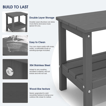 KINGYES Double Side Table, Adirondack End Table- Gray