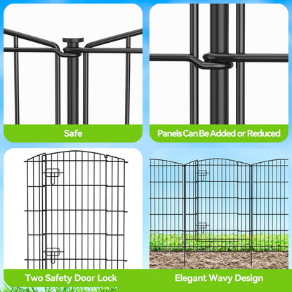 INJOPEXI Decorative Garden Fence 12 Panels 26ft (L)×36in (H) Garden Fences with 11 Panels + 1 Gate, No Dig Animal Barrier Rabbit Fencing Rustproof Metal Wire Temporary Dog Fence for Patio Outdoor Yard