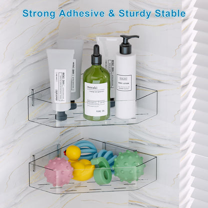 Natheeph Bath Toy Organizer 2-Pack - Clear Large Capacity Bath Toy Storage Holder with Quick-Dry Holes, Space-Saving Corner Shower Caddy for Bathroom & Kitchen