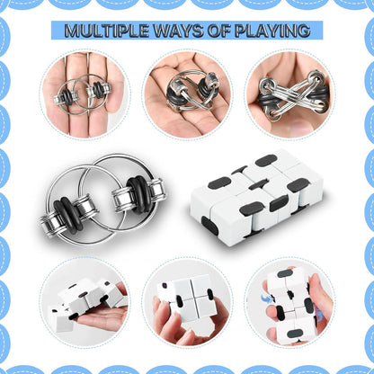 5PC Fidget Toys Adults Set Fidgets for Classroom Must Have Autism Sensory Pack Figette Cube ADHD Special Treasure Prize Tool Stress Relief Desk Cool Gadget for Kid Easter Basket Stuffers for Teen Boys