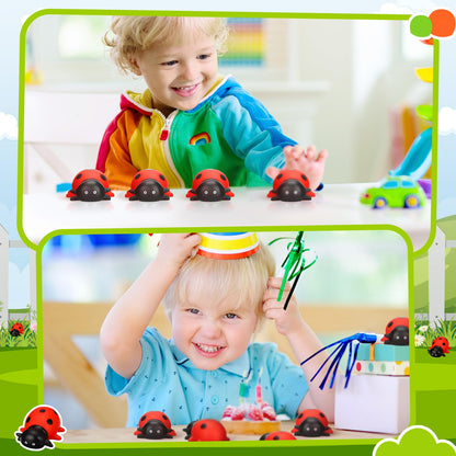 Syhood 50 Pcs Mini Ladybug Toys Squeak Rubber Ladybug Bath Fake Animal Bulk Pool Floating Bathtub Toys Small Ladybugs Figurine Model for Baby Shower Summer Birthday Pool Party Favors Decor