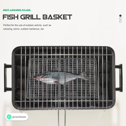BESPORTBLE Fish Grill Basket, Fish Grilling Basket for Outdoor Stainless Steel Folding Grill Accessories Grill Basket for Bar Camping Picnics Parties