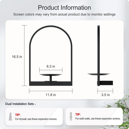 BUTUNITA Black Metal Wall Plant Holder - 2-Pack Wall Mounted Plant Stands and Hanging Holders for Indoor Planter and Flower Pot - Arch Decor Shelf for Plant Storage (Pot Not Included)