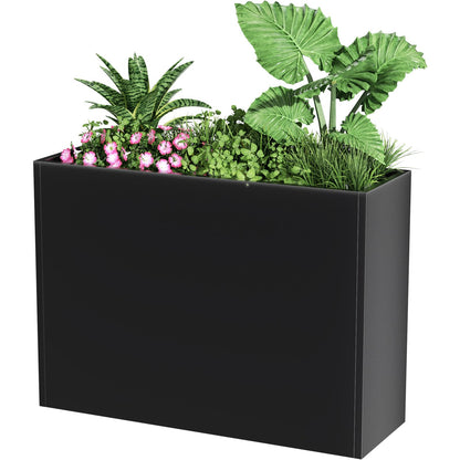 Nessxa Tall Metal Planter Box for Outdoor Plants 30" L x 12" W x 24" H, Heavy Duty Steel Large Planter Box with Removable Insert Shelf, Modern Décor for Tall Plants, Trees, Flowers (Black)