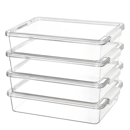 Vtopmart 6 Qt Plastic Storage Bins with Lids, Clear Sensory Bins, Arts Crafts Organizers and Storage, Stackable Containers for Home Office and School Supplies, 4 Pack, White