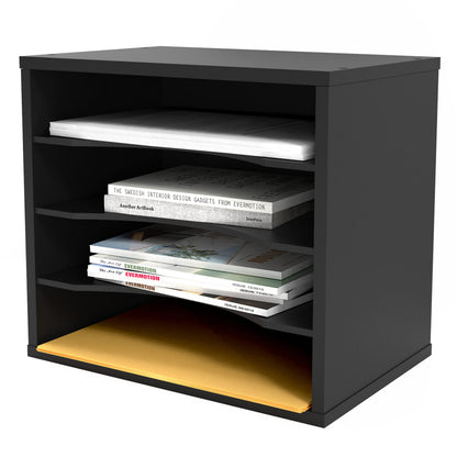 Ballucci 4-Tier Paper Organizer for Desk, Stackable Tray, Desk Storage Organizer Shelves, Stacking Letter Paper Tray Sorter for Classroom Office, Black