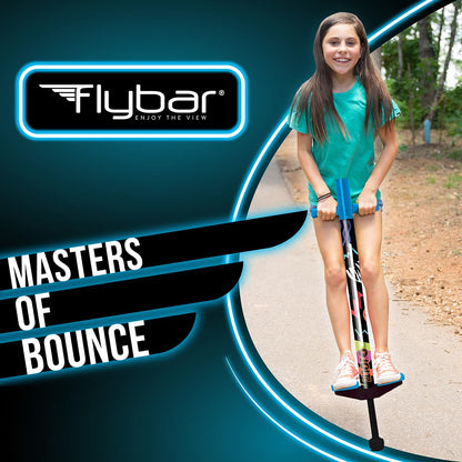 Flybar Jolt Pogo Stick for Kids, Perfect for Beginners w/Foam-Covered Metal Frame, Handles & Padding, Non-Slip Foot Pads, Wide Tip, Outdoor Active Play Toy for Boys & Girls, Ages 6+, Retro Rocket LED