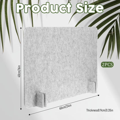BOHUIZ 2pcs Acoustic Desk Privacy Panel, 24 x 16" Desk Dividers for Students Desk Partition with Support Feet for Office or Home Use(Silver Gray)