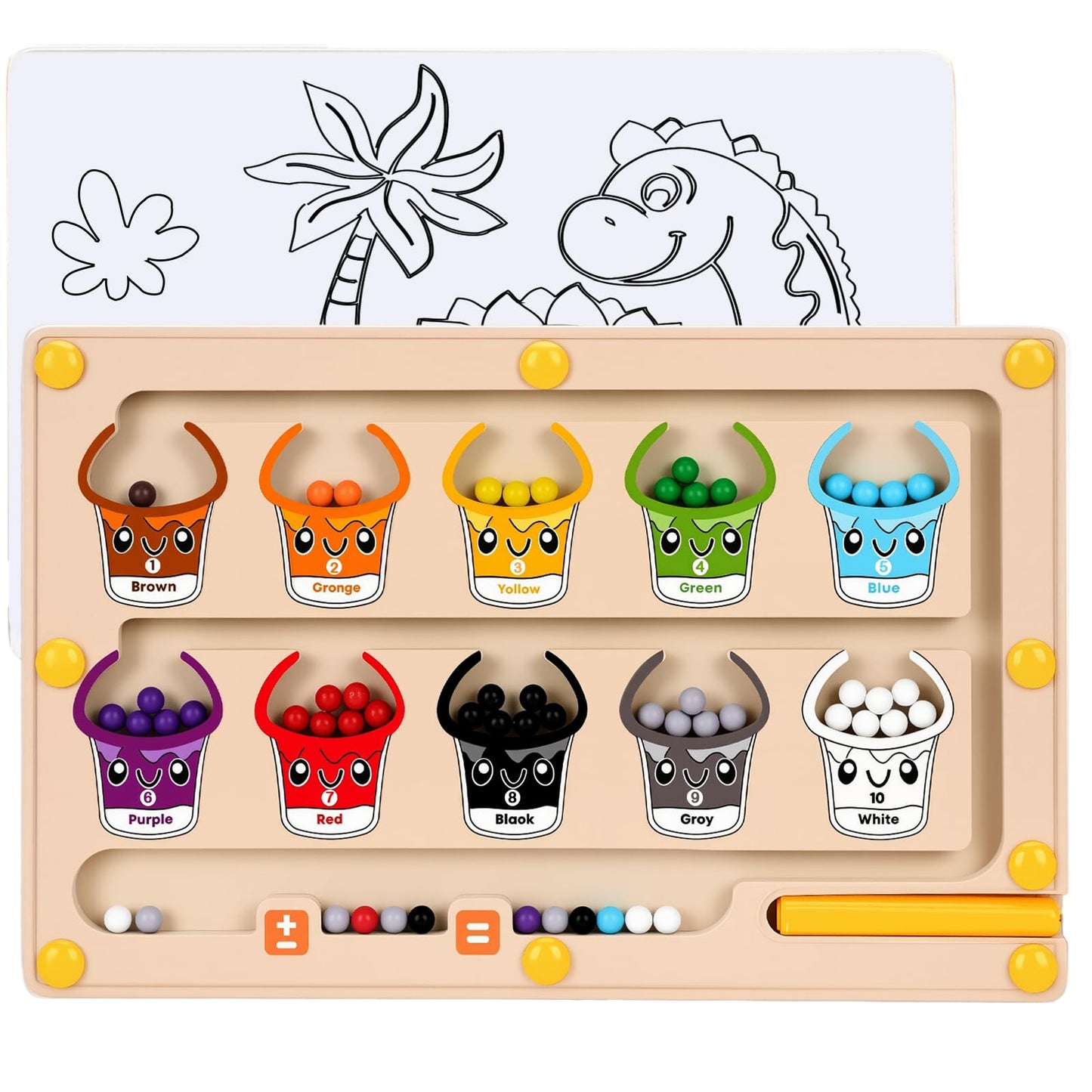 2 IN 1 Magnetic Color and Number Maze, Montessori Toys with Drawing Board for 3 4 5 Year Old, Wooden Magnet Balls Puzzles, Learning Educational Toys for Kids Toddlers Boys Girls Christmas Birthday