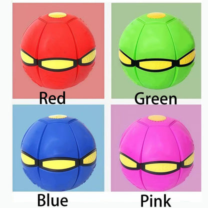 Magic Ball, Flying Saucer Bouncy Ball - Two Modes to Switch Freely, 6 LED Lights, Parent-Child Interaction, Indoor and Outdoor Holiday Games (Green + Blue + Purple + Red)