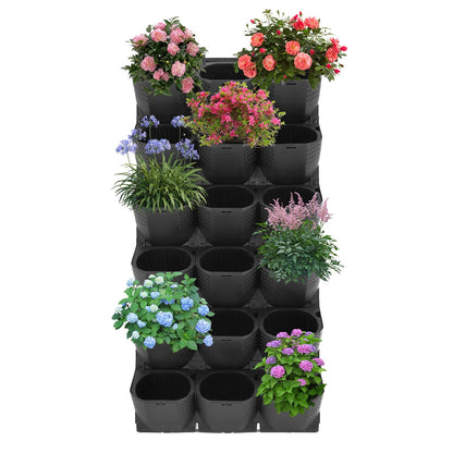 Fulavorty 2pcs Wall Planter,Wall-Mounted Planter with 36 Pots,Outdoor Wall Planter System for Flowers,Herbs & Vegetables,Flower Pot Holder for Indoor Outdoor (Black)