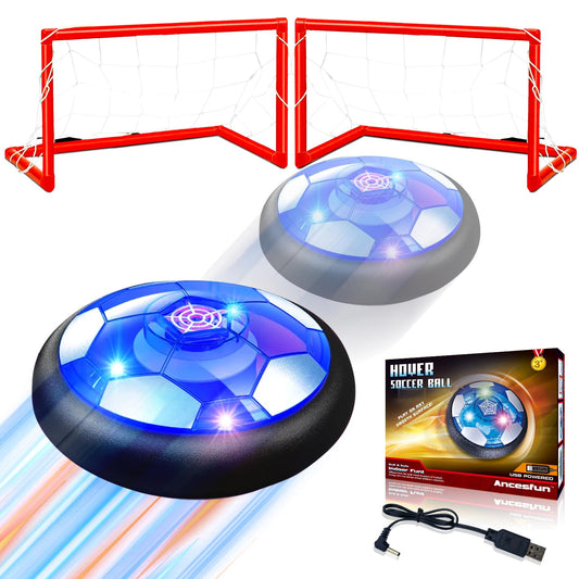 Hover Soccer Ball Set with 2 Goals - Rechargeable LED Air Power Football, Indoor/Outdoor Floating Hover Ball Toy, USB Charging Soccer Gifts for Boys & Girls Ages 3-12, Birthday/Holiday Presents