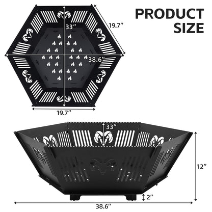 Permade Portable Plug Fire Pit, 38.6"" Collapsible Fire Pit for Outdoor Wood Burning with Carry Bag, Folding Fire Pit for BBQ, Camping, Travel, Picnic, Backyard, Patio, black