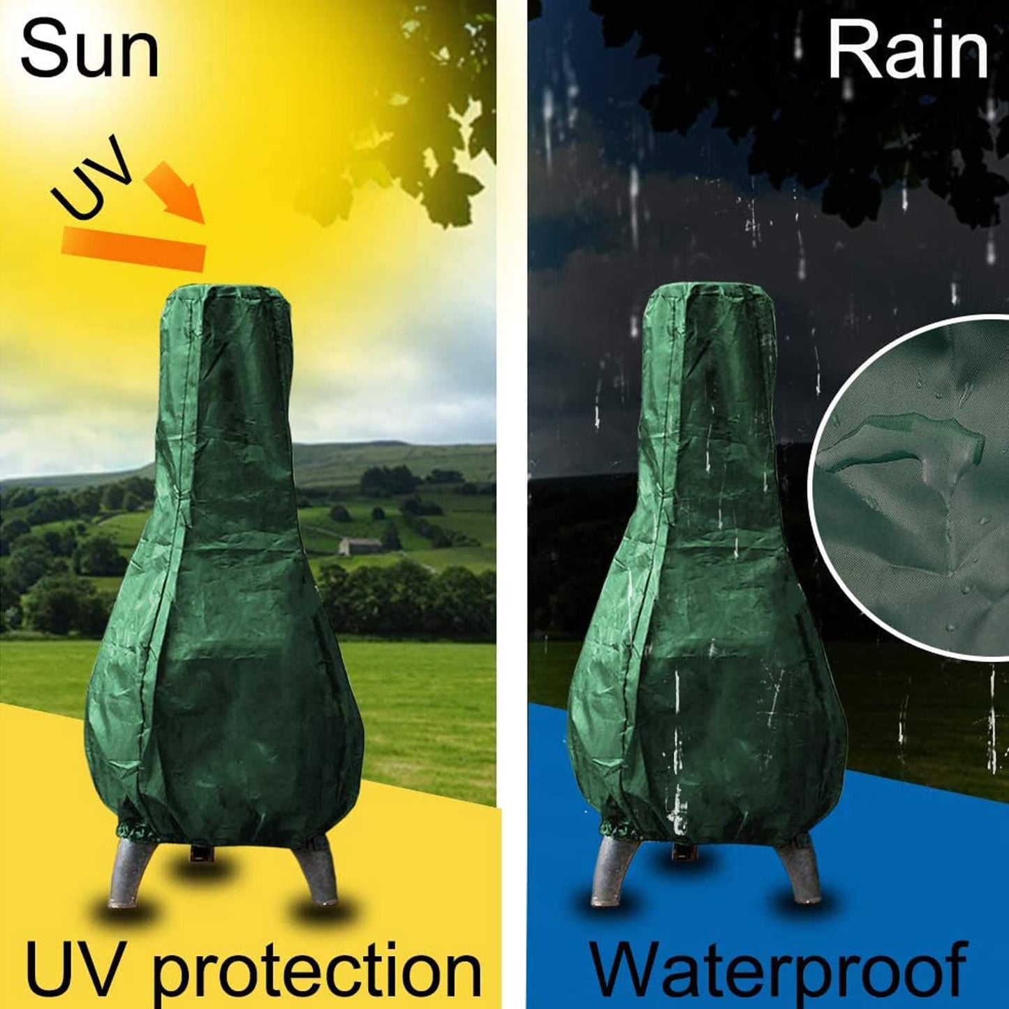 Chiminea Covers Waterproof, Protective Fire Pit Heater Cover, Outdoor Patio Chiminea Caps, Outdoor Patio Chiminea Covers Durable Wood Burning Chimineas Covers for Clay Chiminea (Black)