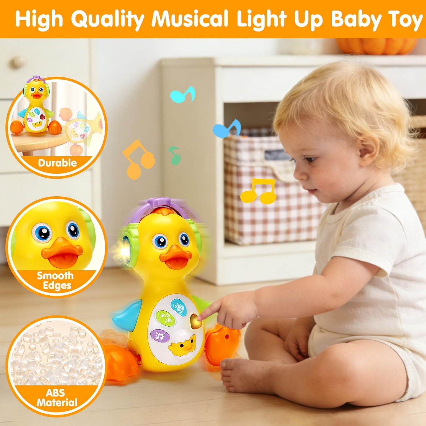 Tsomtto Baby Musical Light Up Duck Toy, Baby Toys 0-3-6-9-12 Months Dancing Crawling Tummy Time Toys, Newborn Infant Learning Toy Gifts for 0 3 4 5 6 7 8 Month Old Baby Boys Girls