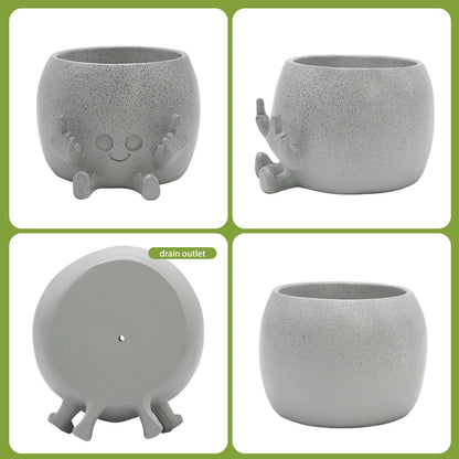 LAUGOKOBE Smily Face Planter Pot with Middle Fingers Up, Face Plant Pot Resin Flower Head Planters for Indoor Outdoor Plants Succulent Pots for String of Pearls Plant Live Gift Ideas for Christmas