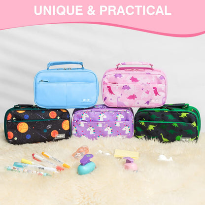 VASCHY Pencil Case for Girls, Aesthetic Kawaii Large Pencil Pouch Stationary Pencil Bag/Box for Preppy Kids, Pen Organizer Holder School Supply Pink Dinos