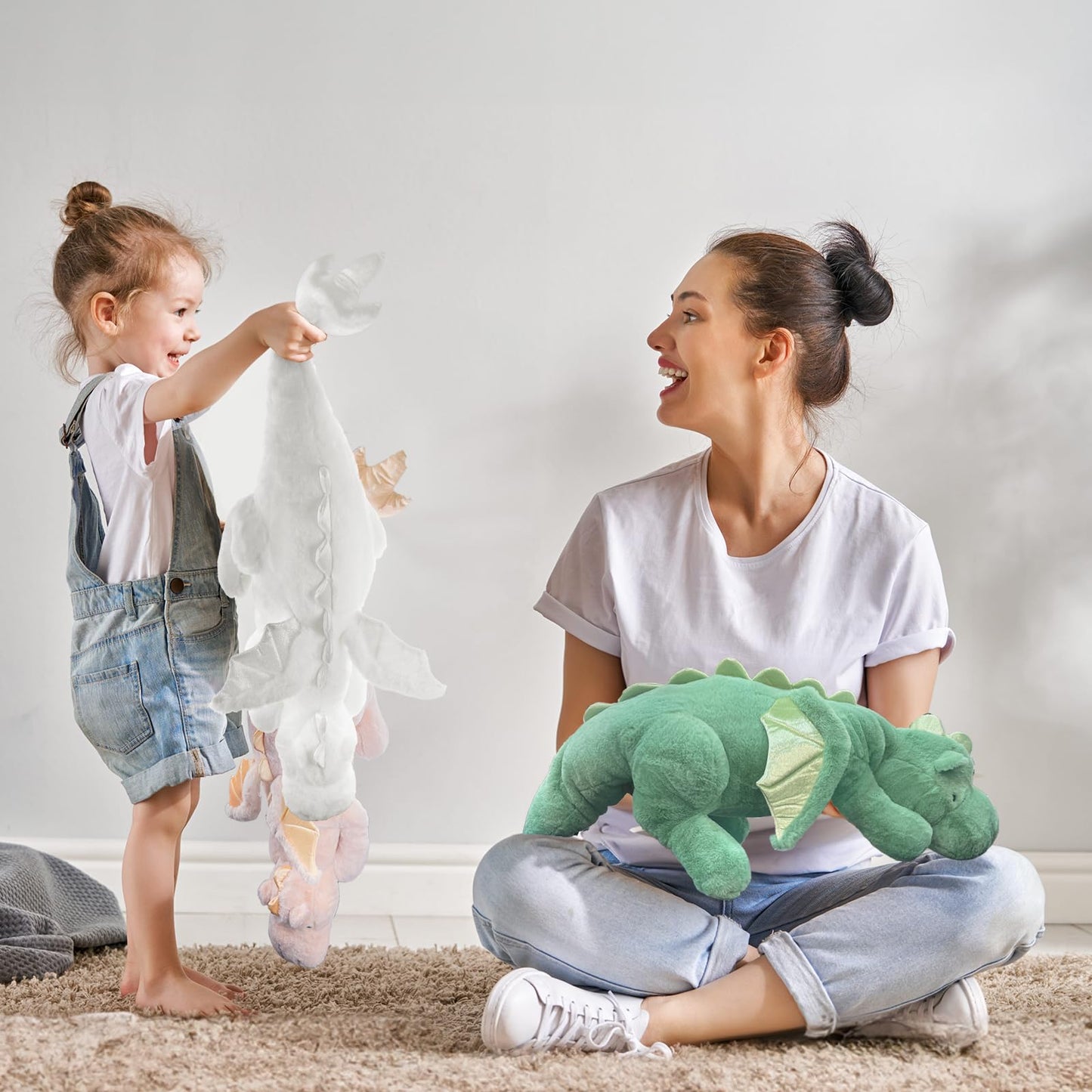 YOUBLEK 40In 5Lb Weighted Stuffed Animals,Cute Plush Dragon,Weighted Stuff Dinosaur Toy for Kids Adult Gift or Decoration (5lb, White)