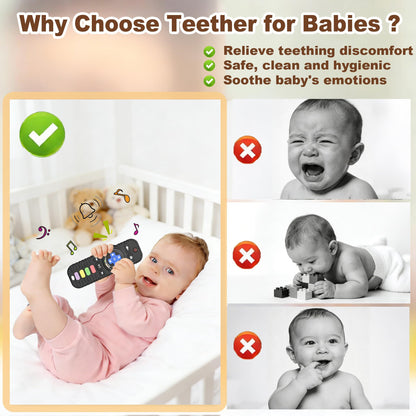 2Pack Teething Toys for Baby 3-6 Months, Teethers for Babies 6-12 Months, Remote Rattle Ring Teether for Baby, Sensory Toys for Babies, Baby Chew Toy