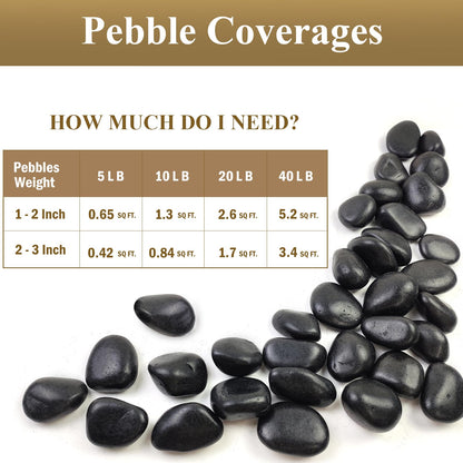 FANTIAN 10 Pounds Natural Black Pebbles Rocks for Plants– 2-3 Inch Ornamental Black River Rocks for Garden Landscaping Home Décor Yard Paving Fountain and Outdoor Decorative Black Stones