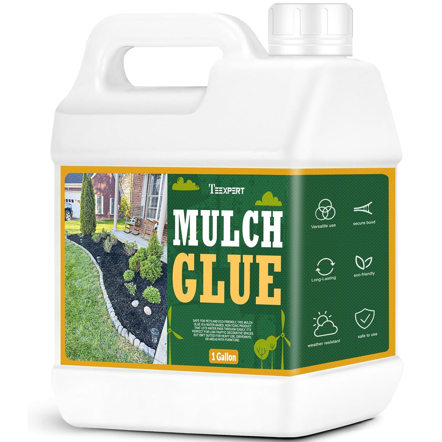 Teexpert Mulch Glue for Landscaping, 1 Gallon Rock Glue for Landscaping Gravel Binder Adhesive to Lock Down Pea Gravel, Stone, Rubber Mulch, Wood Chips, Pine Straw in Place for Outdoor Landscape