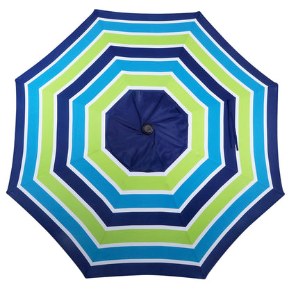 Blissun 10FT Patio Umbrella, Outdoor Table Umbrella, Yard Umbrella, Market Umbrella with 8 Sturdy Ribs, Push Button Tilt and Crank, Blue & Green
