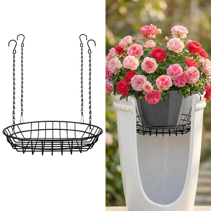 REDPOPO Adjustable Planter Insert for Large Pots 12-18 Inch, Stainless Steel Plant Riser with 4 S Hooks & Chains, Pot Filler for Tall Planters to Reduce Soil,Rust Proof Plant Pot Riser for Pots