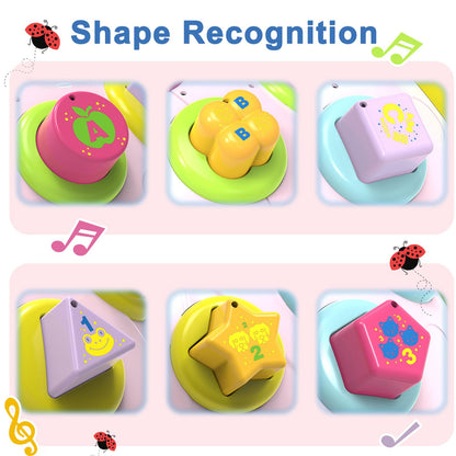 Holaxander Baby Musical Ladybug Crawling Toys,Baby Toy 6-12 Months with Light-up Music, Early Educational Learning Toy, Infant Gift Toys for 7 8 9 10 11 Months 1-2 Years Old Newborn Girls (Pink)